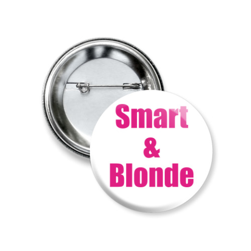 Значок 37мм с принтом  'Smart&Blonde'