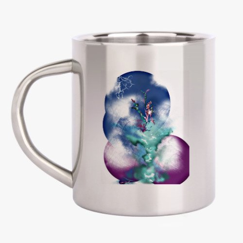 Кружка металлическая с принтом Изумрудная ваза. Абстракция