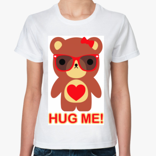 Классическая футболка с принтом  Мишка девочка