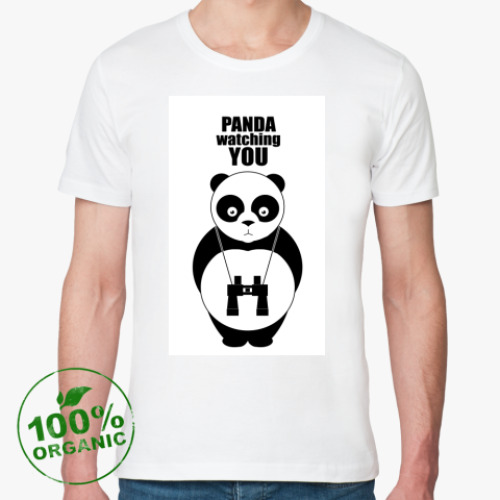 Футболка из органик-хлопка с принтом  PANDA watching YOU
