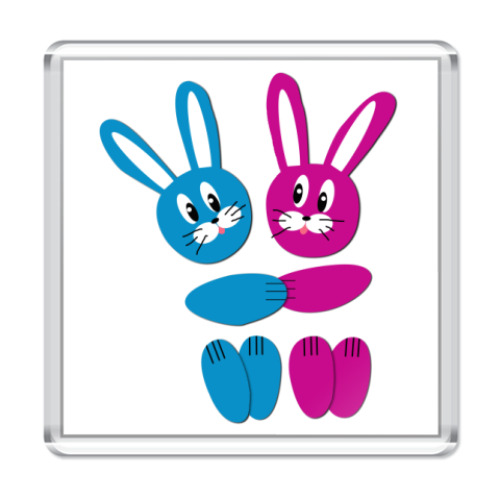 Магнит с принтом Зайчики