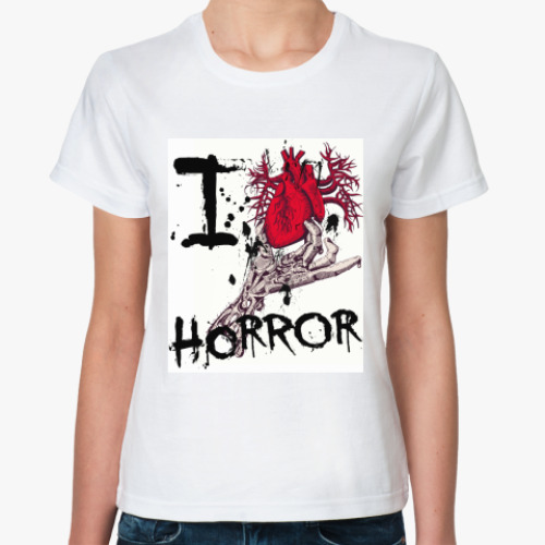 Классическая футболка с принтом Horror  футболка