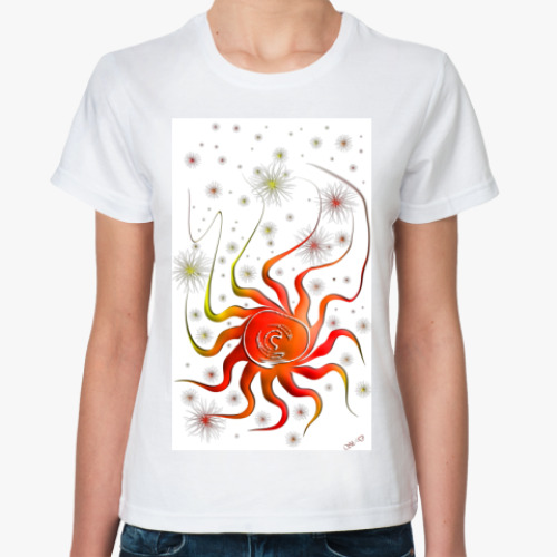 Классическая футболка с принтом Солнце