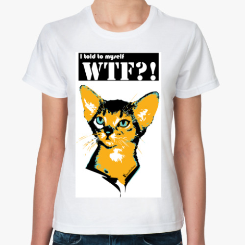 Классическая футболка с принтом WTF Kitty