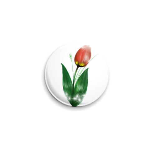 Значок 25мм с принтом Тюльпан