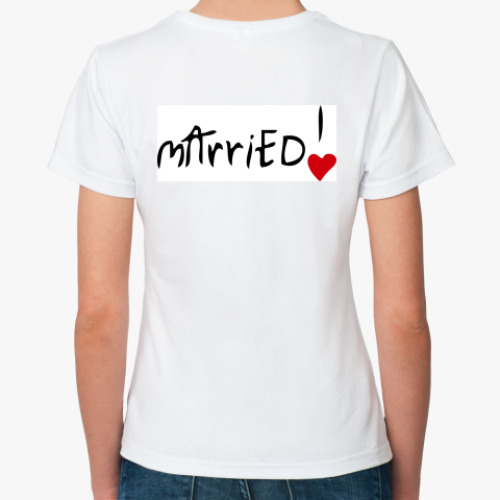 Классическая футболка с принтом Just Married