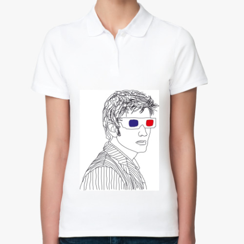 Женская рубашка поло (печать) с принтом  Дэвид Теннант