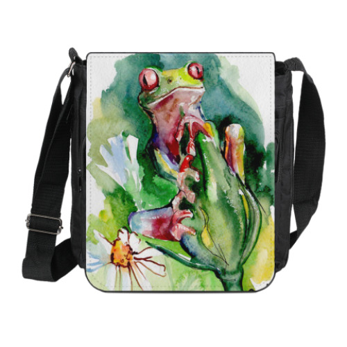 Сумка на плечо (мини-планшет) с принтом Лягушка