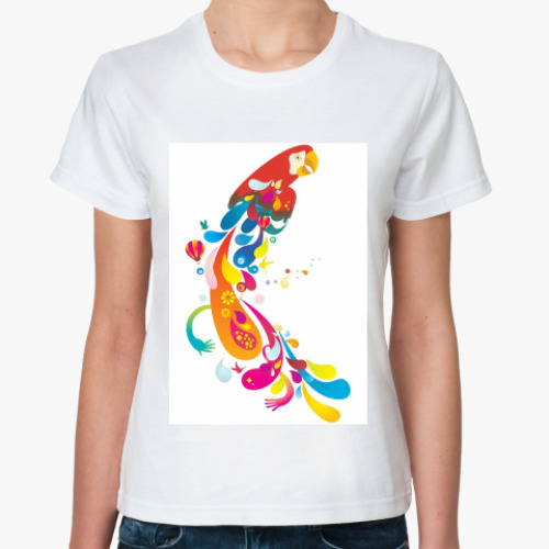 Классическая футболка с принтом  футболка Попугай