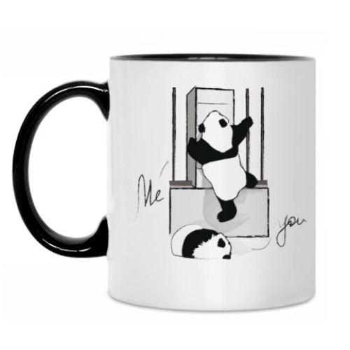 Кружка с принтом Climbing Panda. Активная панда