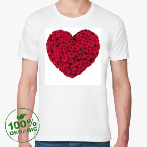 Футболка из органик-хлопка с принтом Сердце из роз