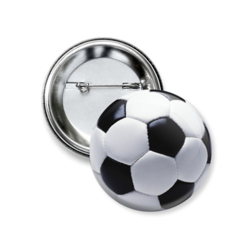 Значок 37мм с принтом Футбольный мяч