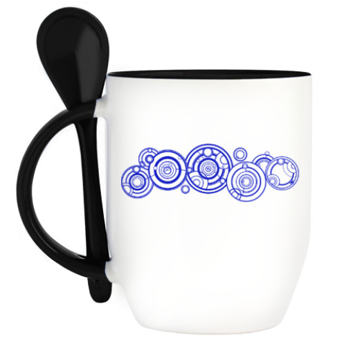 Кружка с ложкой с принтом Имя Доктора на галлифрейском