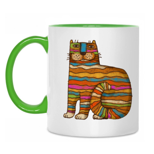 Кружка с принтом Полосатый Кот