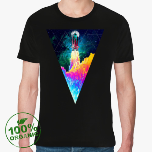 Футболка из органик-хлопка с принтом Запуск космического корабля