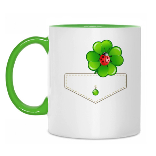 Кружка с принтом Кармашек с клевером