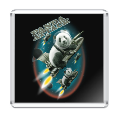 Магнит с принтом Панды атакуют