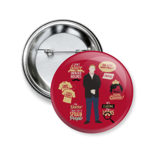 Значок 50мм с принтом Dr John H. Watson