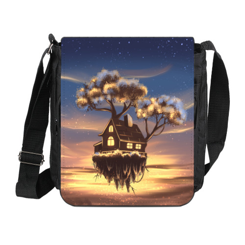 Сумка на плечо (мини-планшет) с принтом Летающий дом