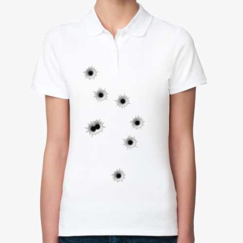 Женская рубашка поло (печать) с принтом Дырки от пуль