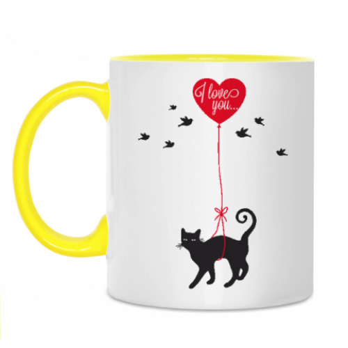 Кружка с принтом Кот и сердце