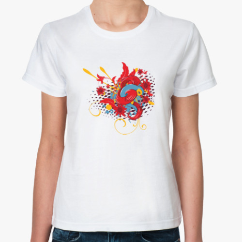 Классическая футболка с принтом Очаровательная птичка