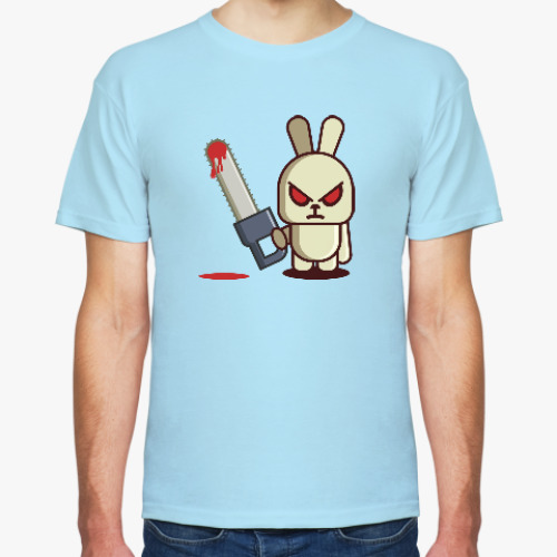 Футболка с принтом Злой кролик с пилой