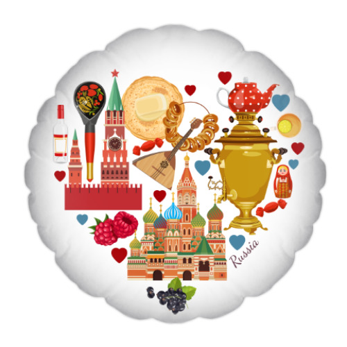 Подушка с принтом I Love Russia