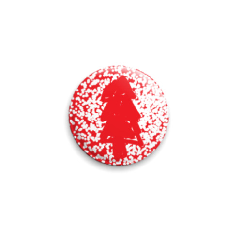 Значок 25мм с принтом ЕЛКА В СНЕГУ