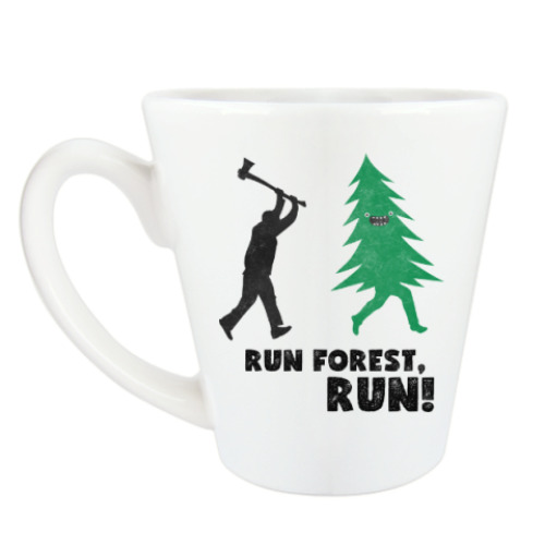Чашка Латте с принтом Run forest run! New Year