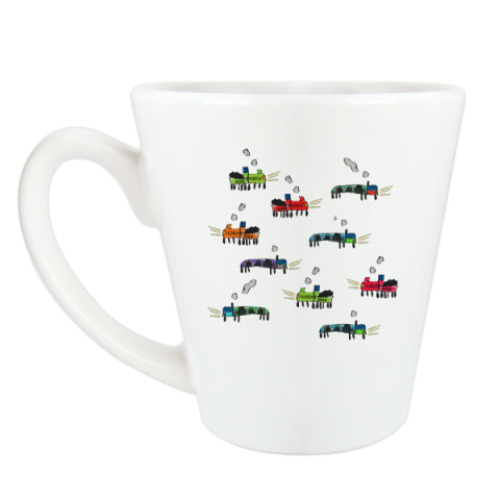 Чашка Латте с принтом детский рисунок транспорт