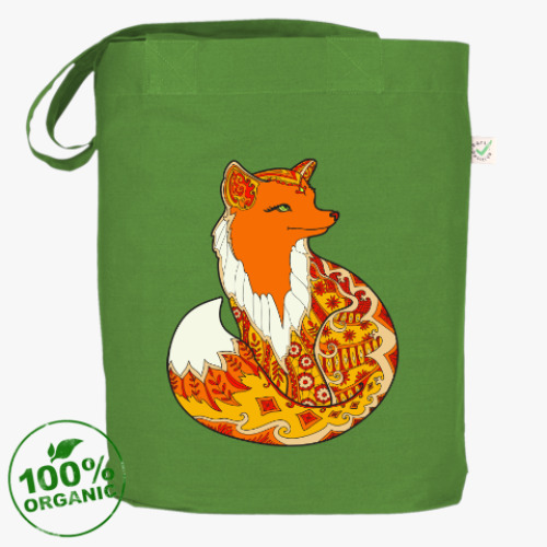 Сумка шоппер с принтом Изящная лиса зентангл