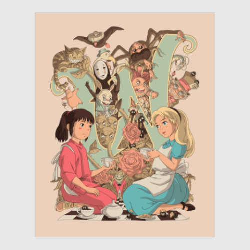 Постер с принтом Wonderland Alice and Chihiro