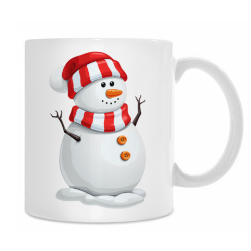 Кружка с принтом Снеговик