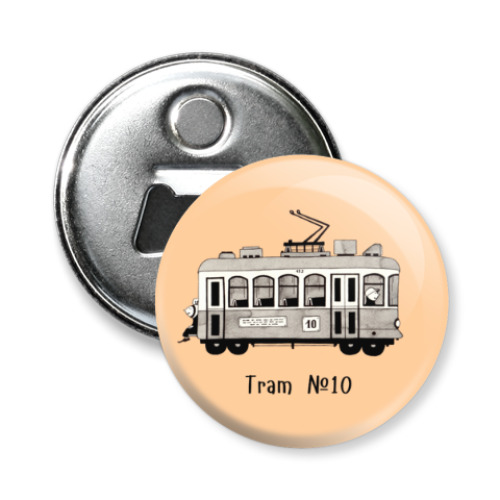 Магнит-открывашка с принтом Трамвай №10