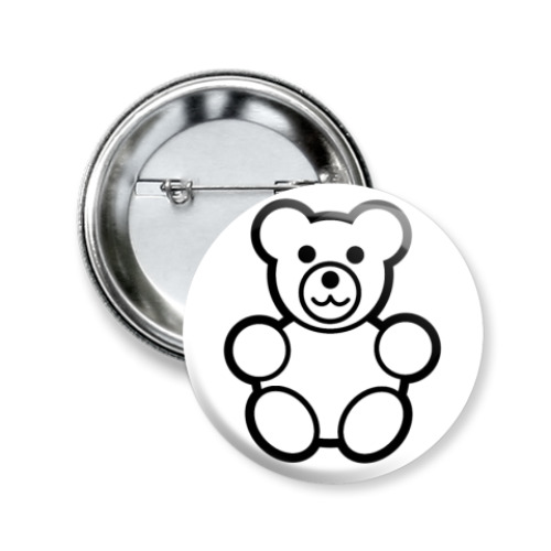 Значок 50мм с принтом Мишка