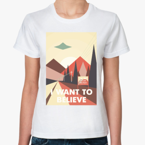 Классическая футболка с принтом Секретные материалы Твин Пикса