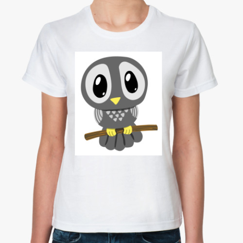 Классическая футболка с принтом  «Сова»»