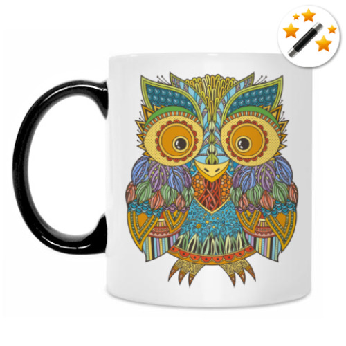 Кружка-хамелеон с принтом Лупоглазая совушка