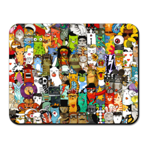 Коврик для мыши с принтом Прикольные коты — коллаж