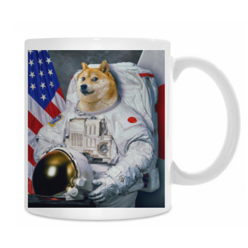 Кружка с принтом Doge Astronaut