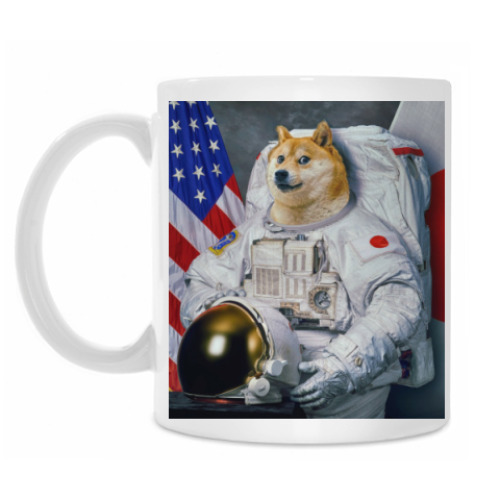 Кружка с принтом Doge Astronaut