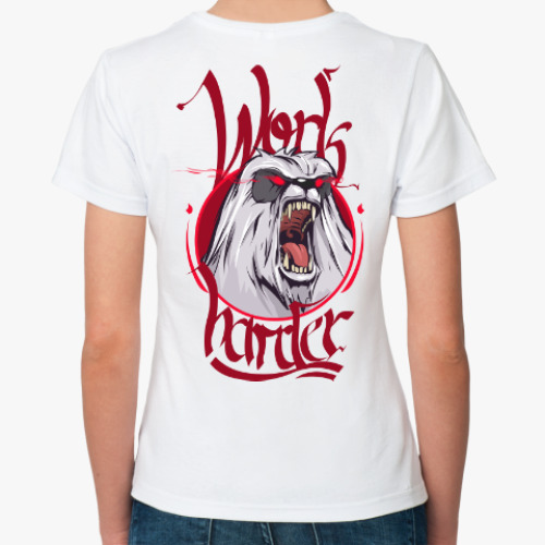 Классическая футболка с принтом Work harder. Йети