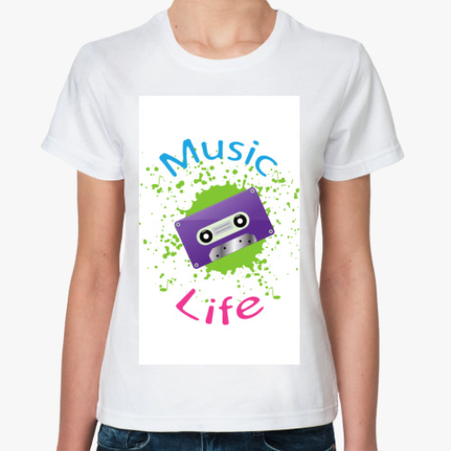 Классическая футболка с принтом Music