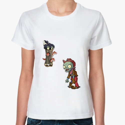 Классическая футболка с принтом Plants vs Zombies