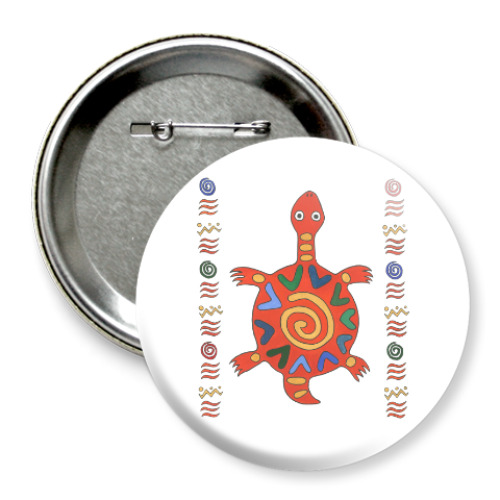 Значок 75мм с принтом черепашка из Африки