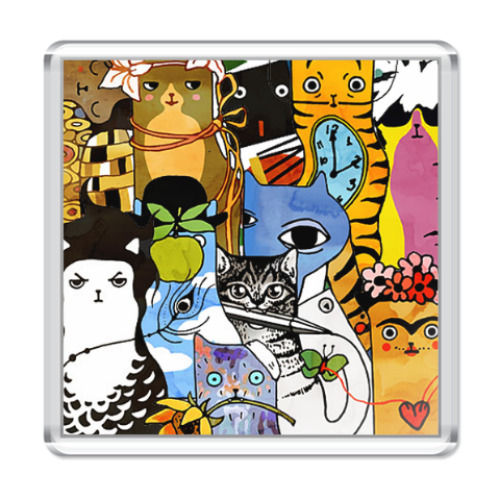 Магнит с принтом Art Cats