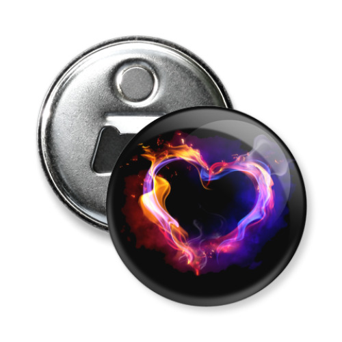 Магнит-открывашка с принтом Огненное сердце