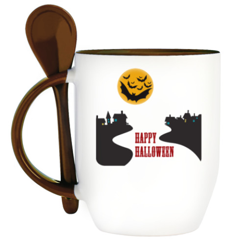 Кружка с ложкой с принтом Helloween