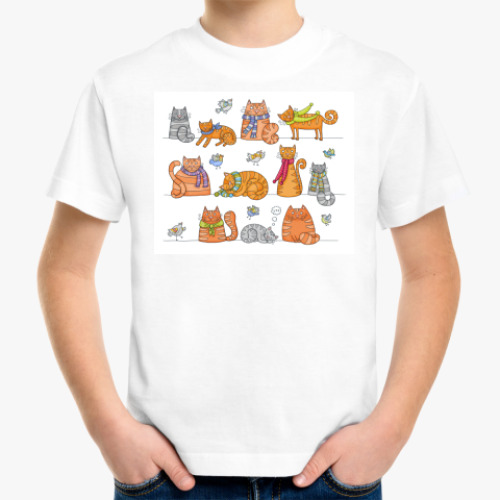 Детская футболка с принтом котики